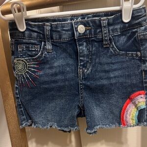 Cat & Jack Blue Denim Shorts with Rainbow Embroidery